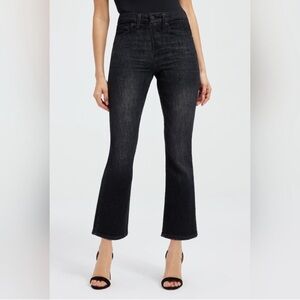 Good American Good Legs straight leg ankle cropped washed black denim jeans
